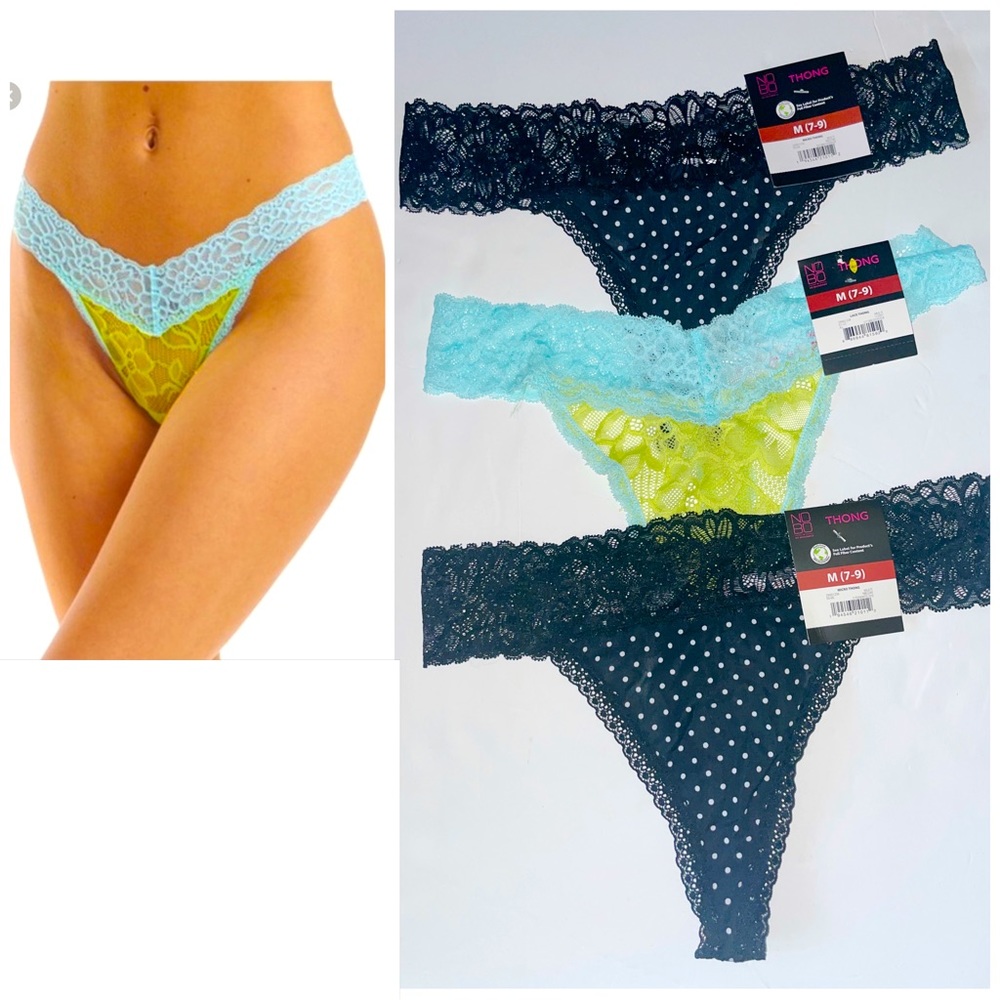 Nobo 3 Pcs Women Lace Thong Panties intimates medium 7-9 stretchy sexy Lingerie*